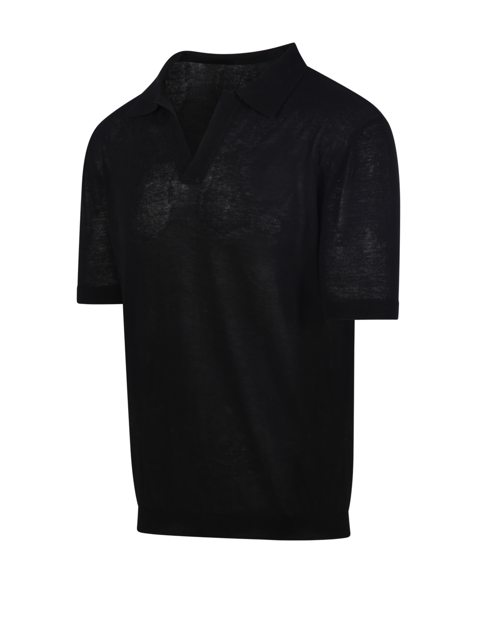 A Paper Kid Fine-knit Polo Shirt In Black