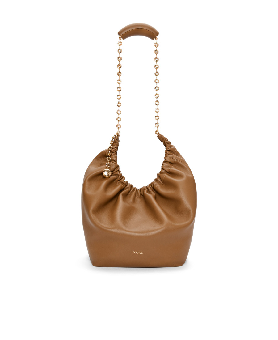 Loewe Squeeze Medium Leather Shoulder Bag In Brown
