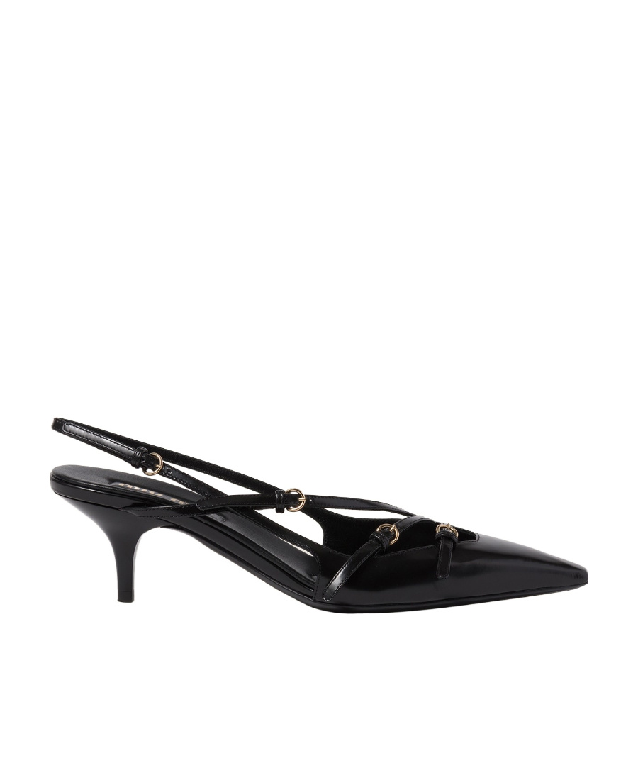 Miu Miu Buckle-embellished Slingback Pumps In Black