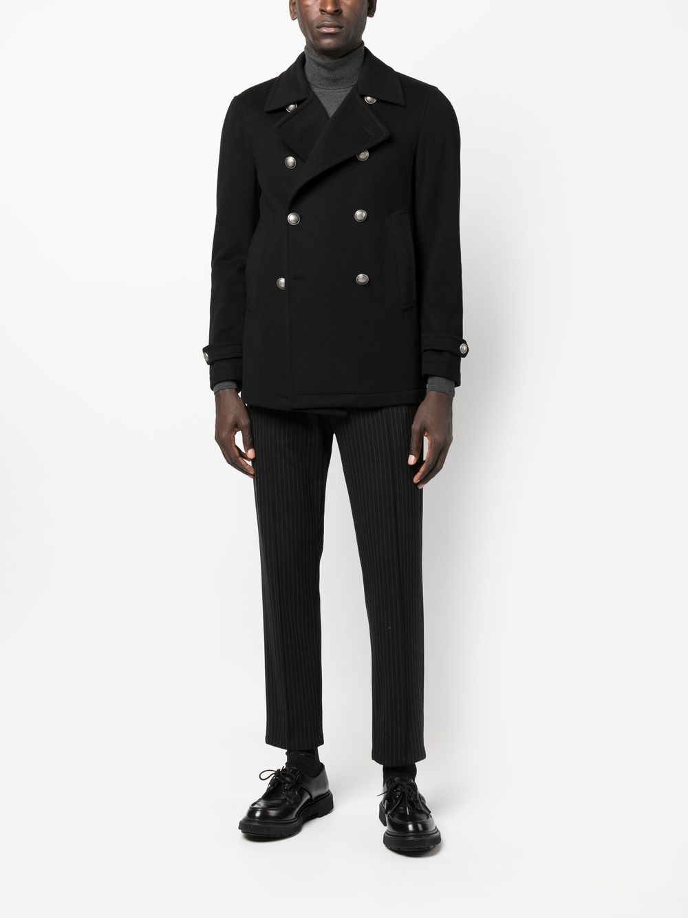 Shop Tagliatore Monaco Double-breasted Jacket In Black