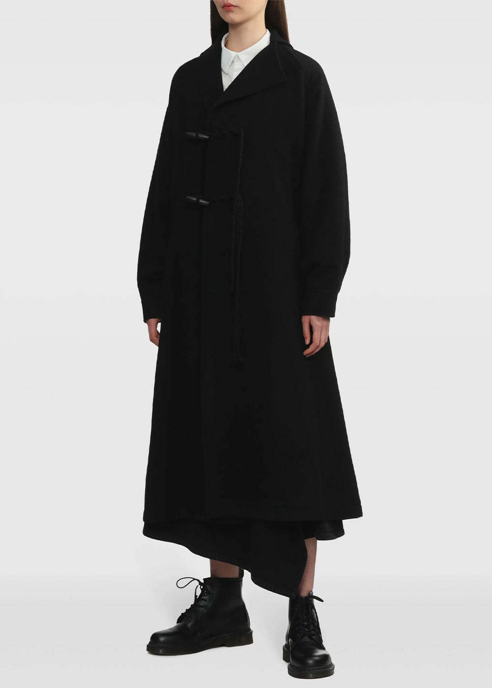 Y's Long Button Coat In Black