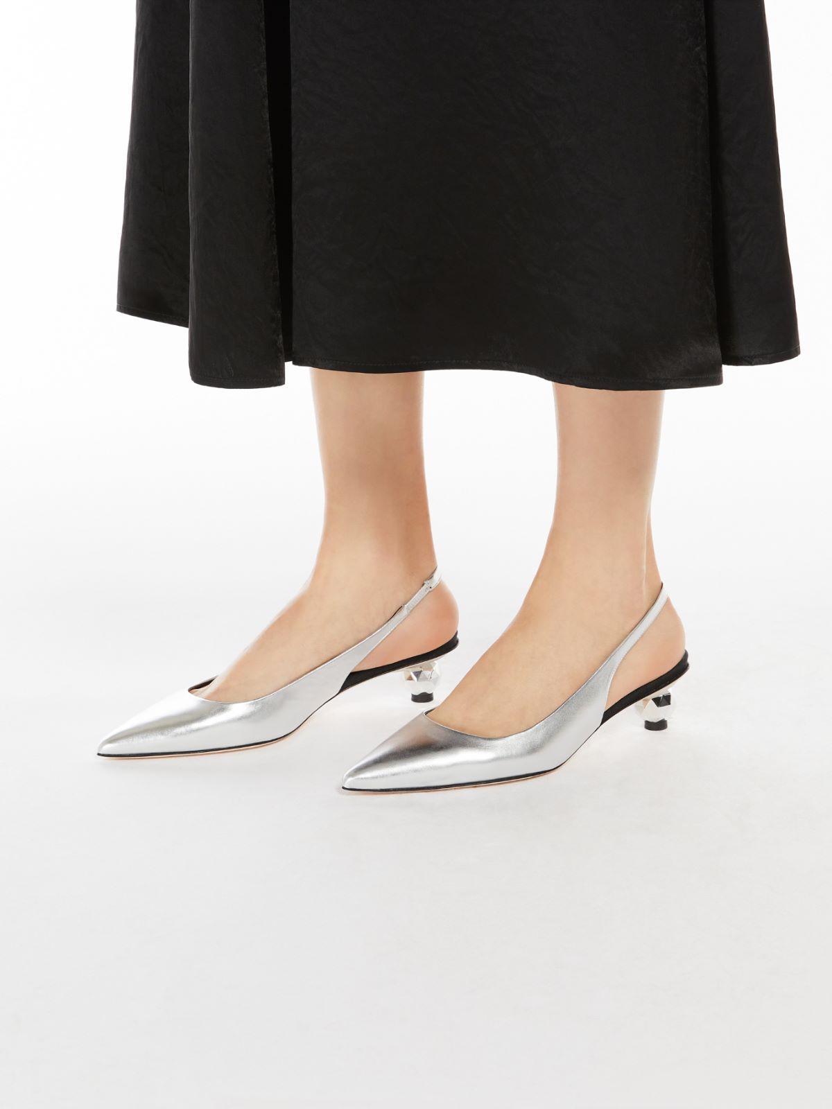 Weekend Max Mara Gallico Silver Slingback Pumps In White