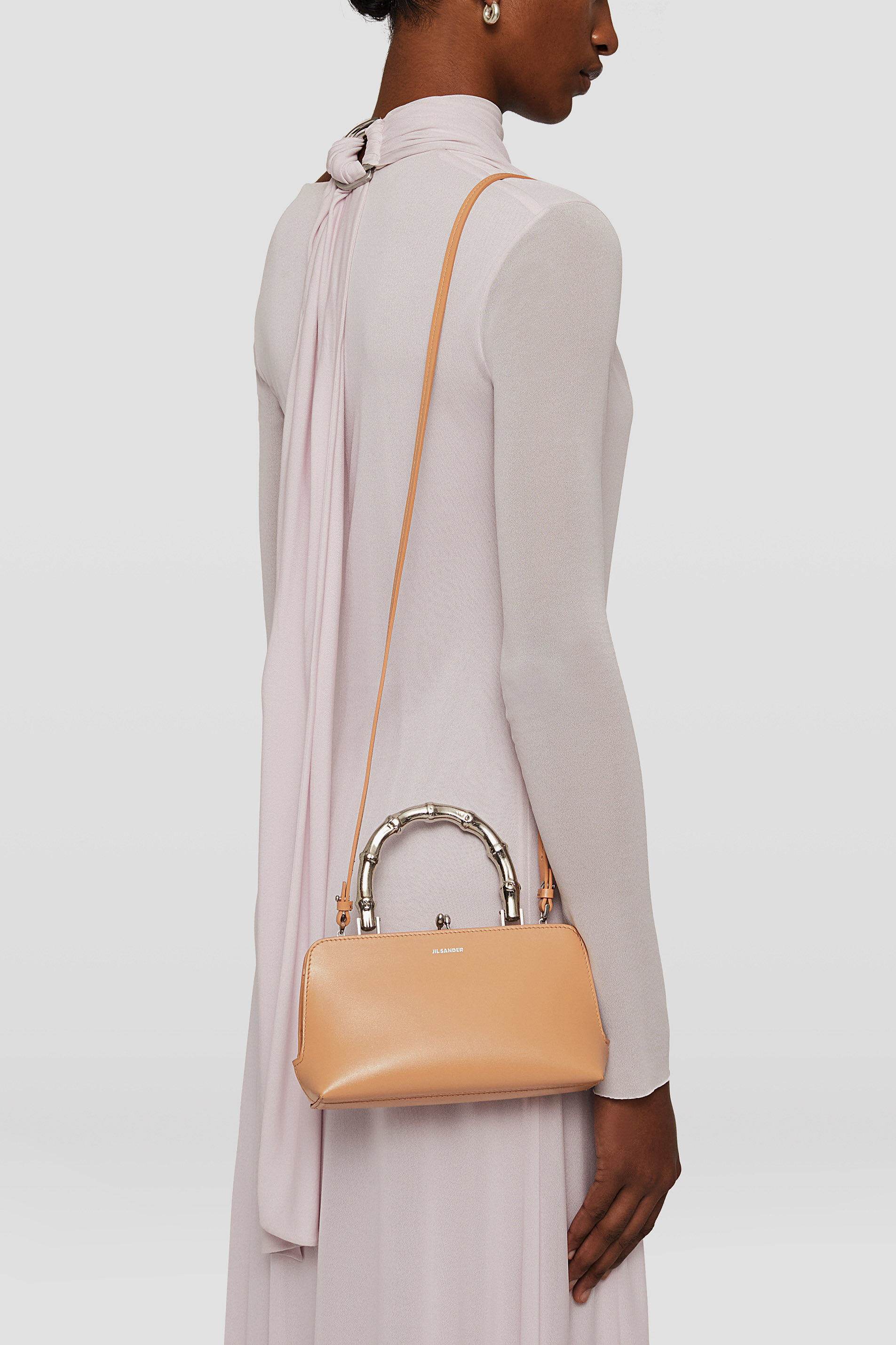 Jil Sander Goji Mini Bamboo Tote In Nude