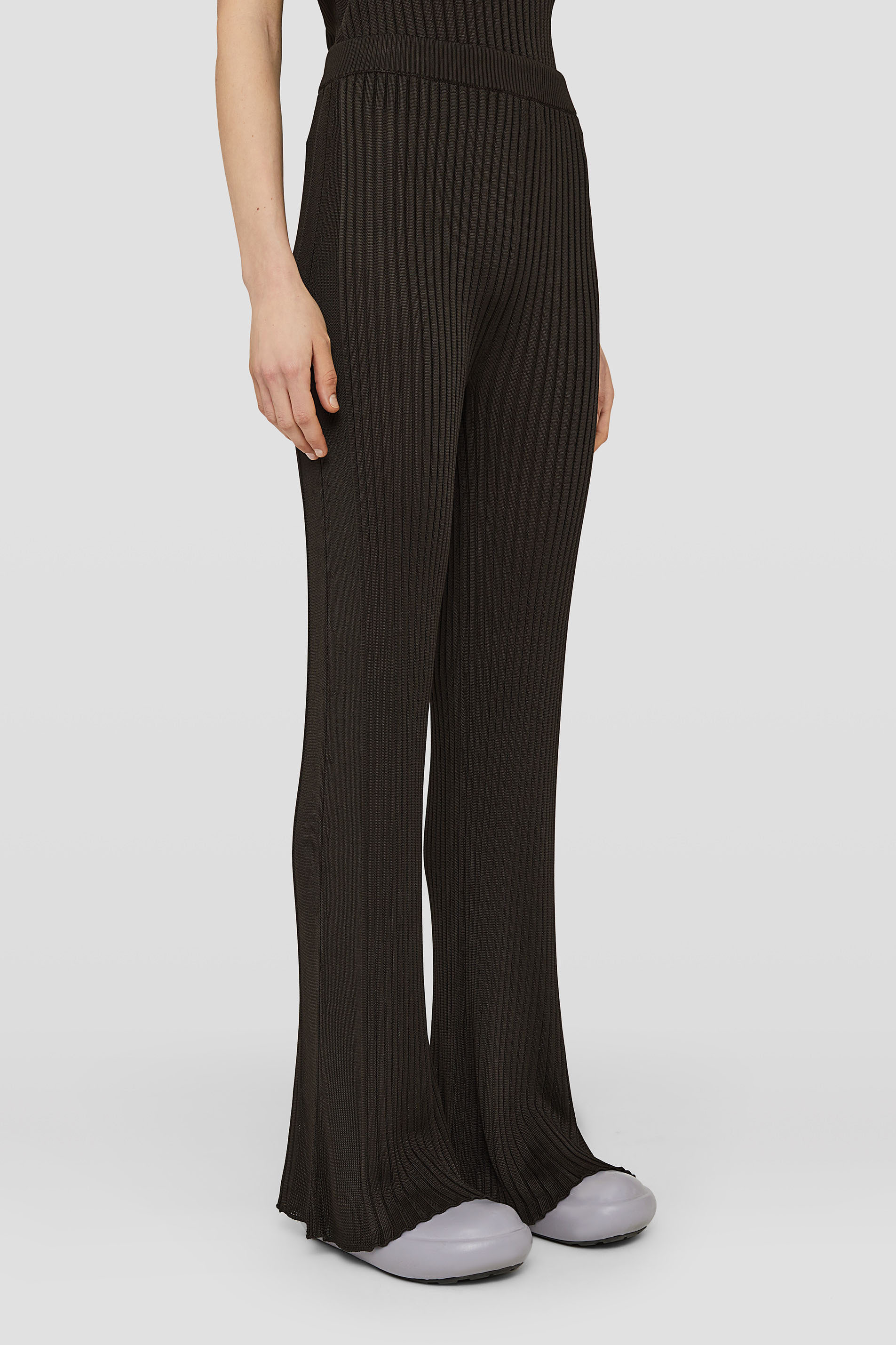 Jil Sander Chunky Ribbed Flared-hem Trousers In Black