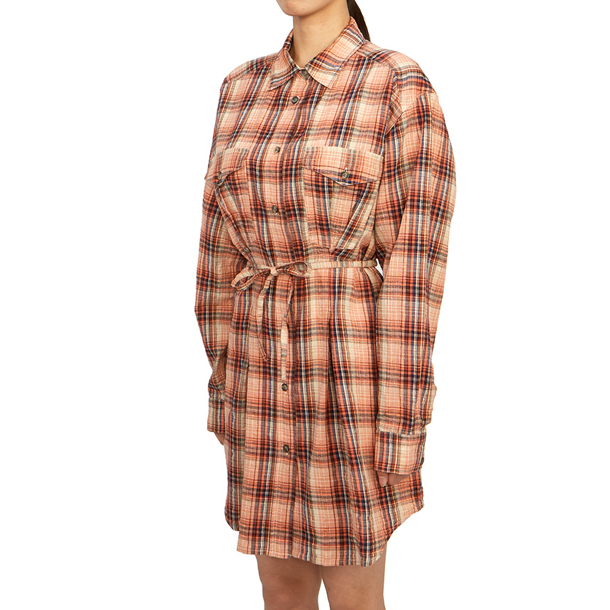 Isabel Marant Étoile Liliane Plaid-check Mini Shirtdress In Nude
