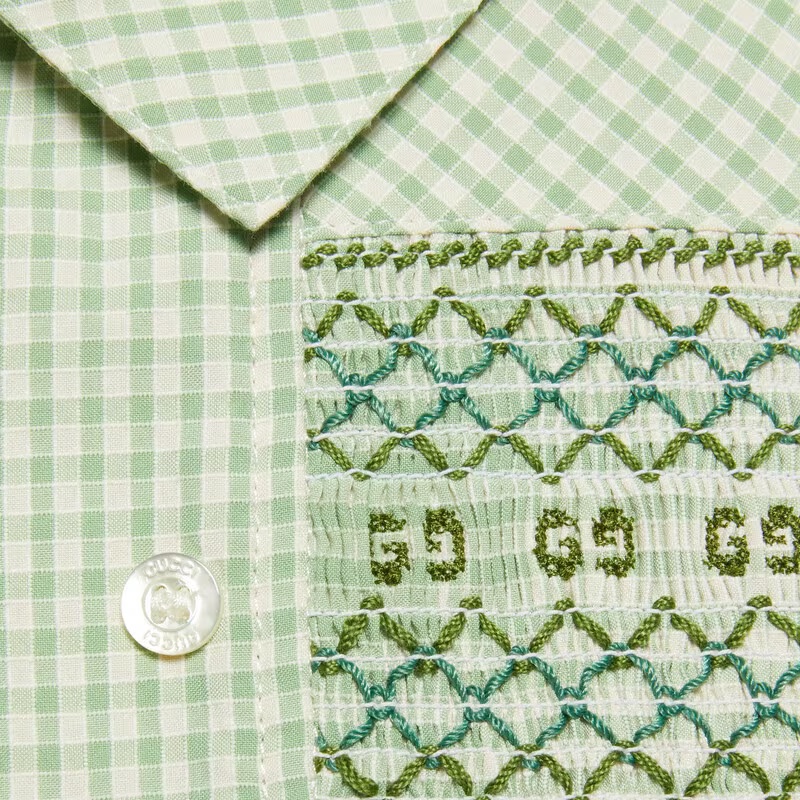 Gucci Double-breasted Cotton Jacket In Green