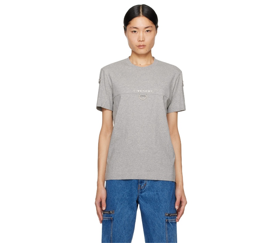 Givenchy Slim Fit Hardware Tshirt In Gray