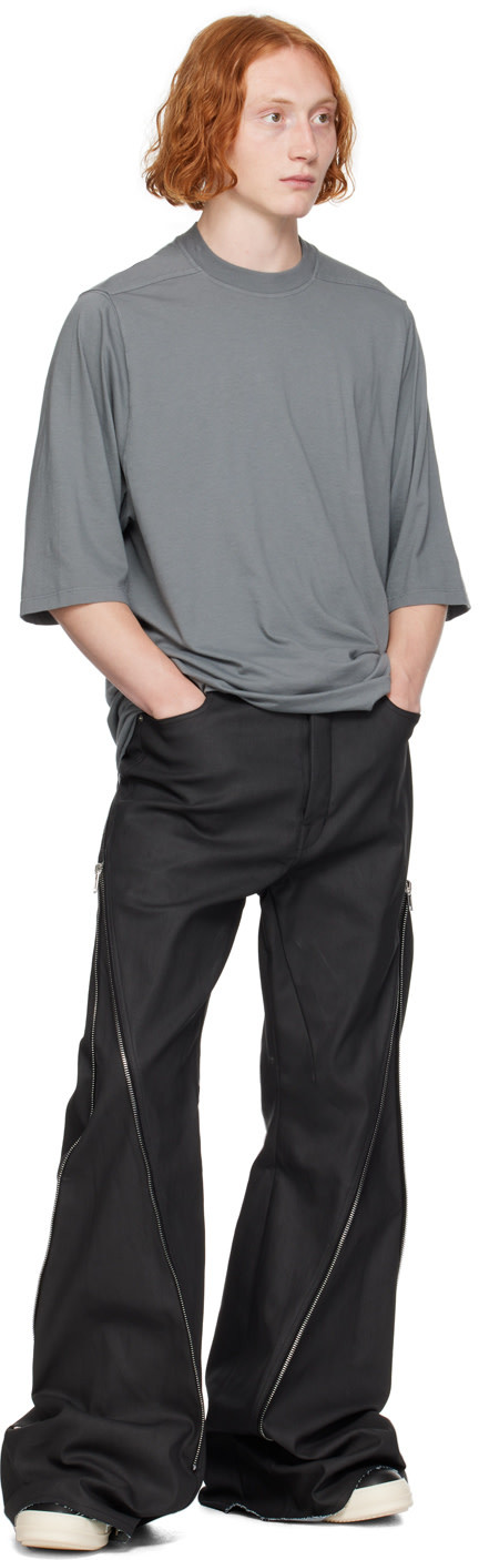 Rick Owens Drkshdw Open-necked Black Shirt In Gray