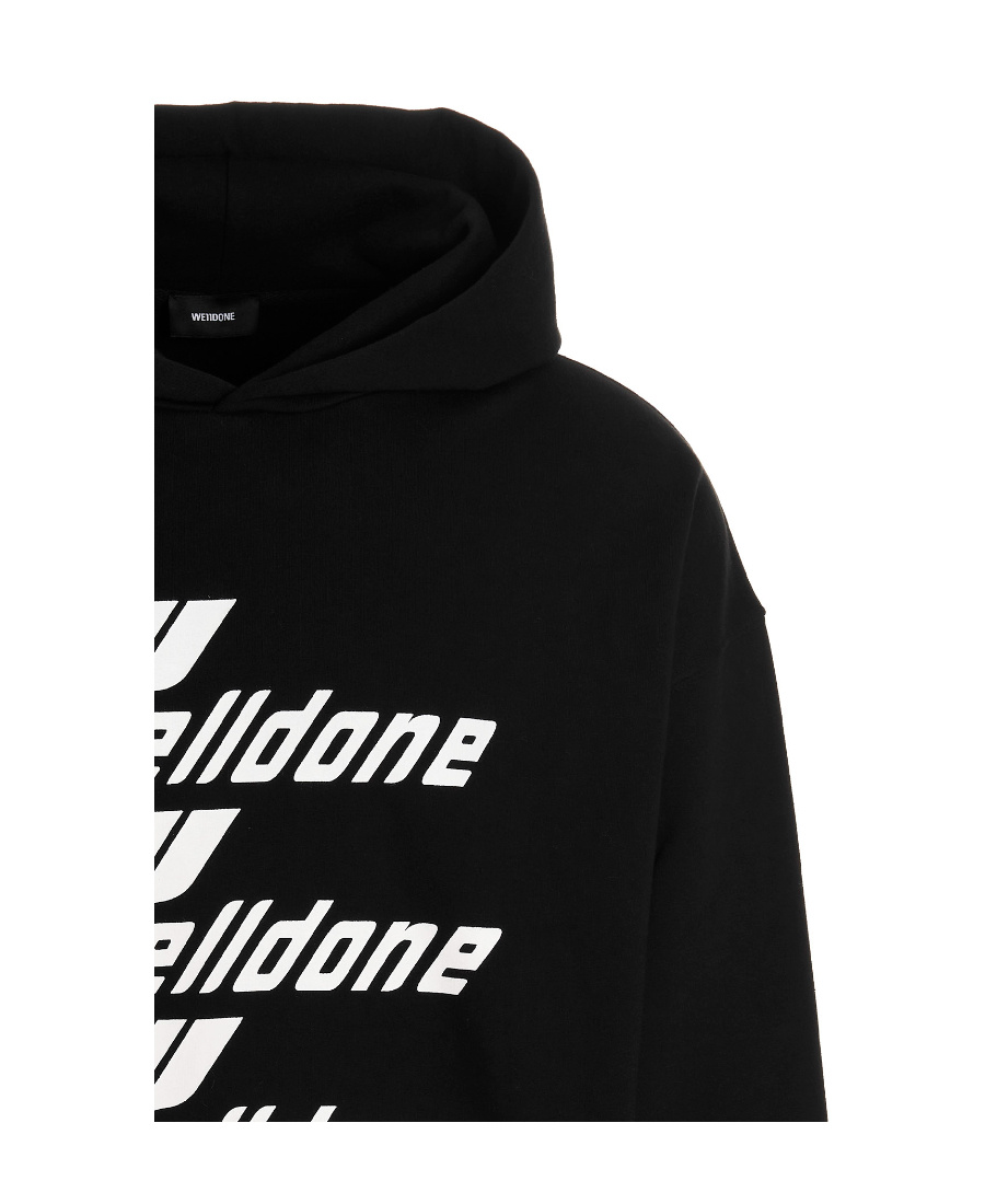We11 Done Multiple Front Logo Hoodie In Black