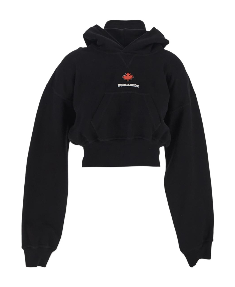 Dsquared2 Baseball-cap Cotton Cropped Hoodie In Black