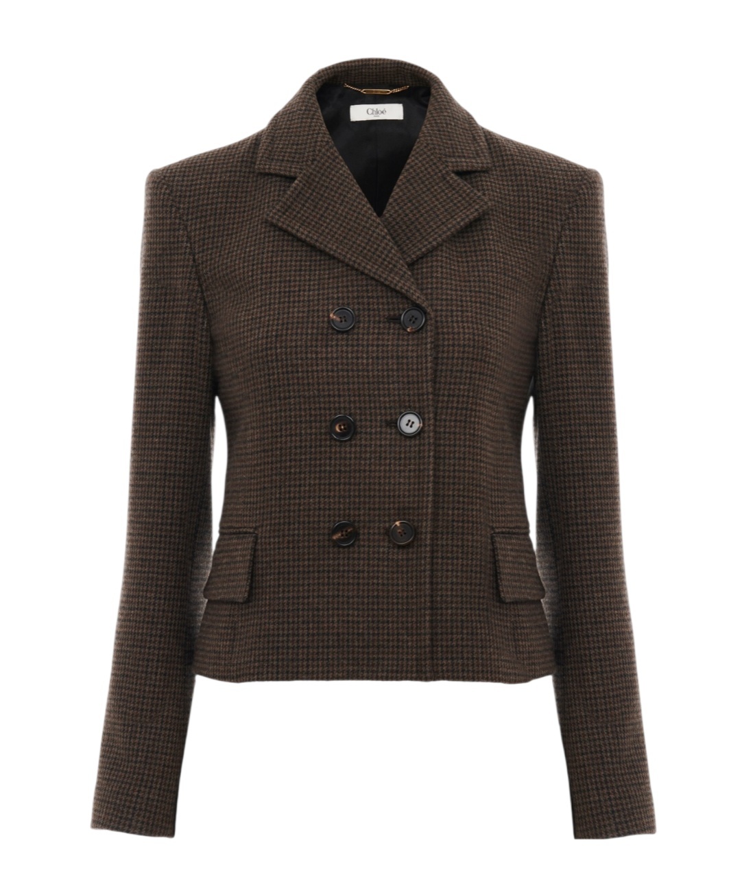 Chloé Houndstooth Double-breasted Jacket In Black