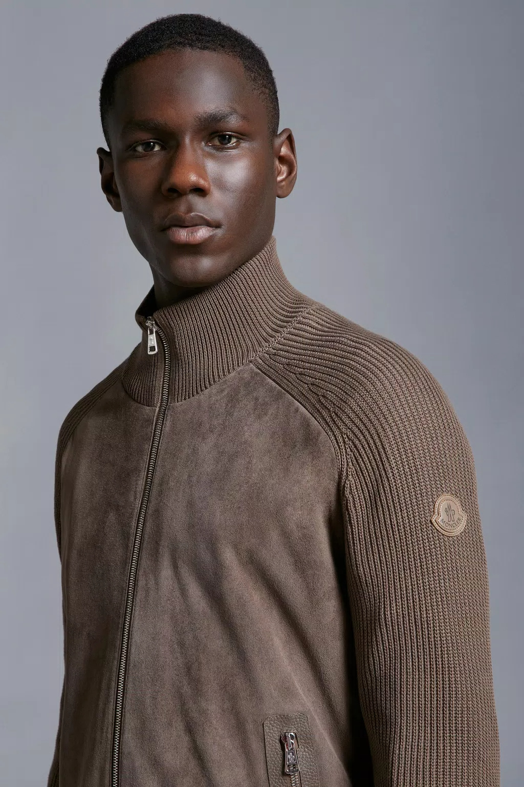 Shop Moncler Logo-pasted Sweater In Brown