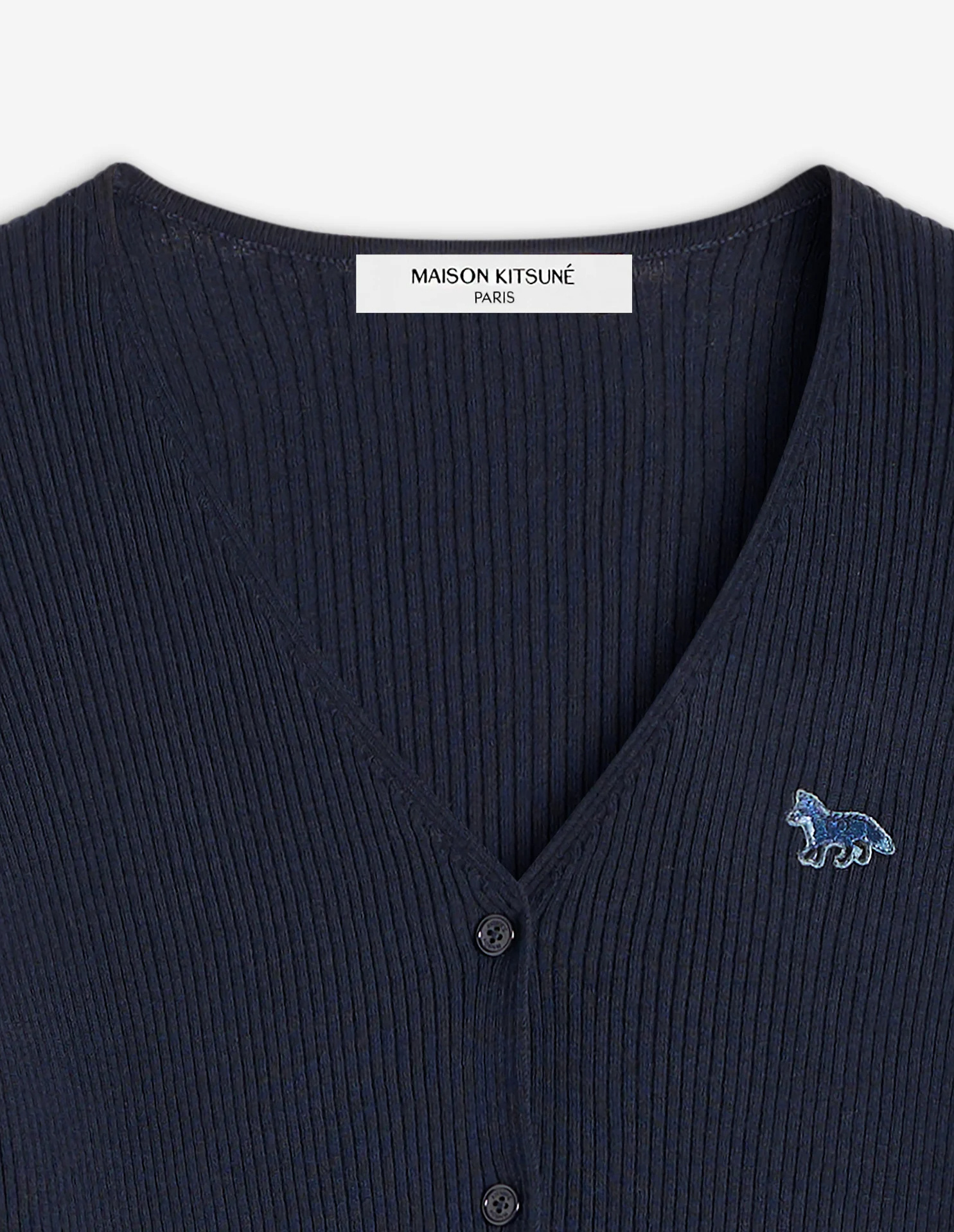 MAISON KITSUNÉ BABY FOX PATCH FINE RIBBED CARDIGAN 