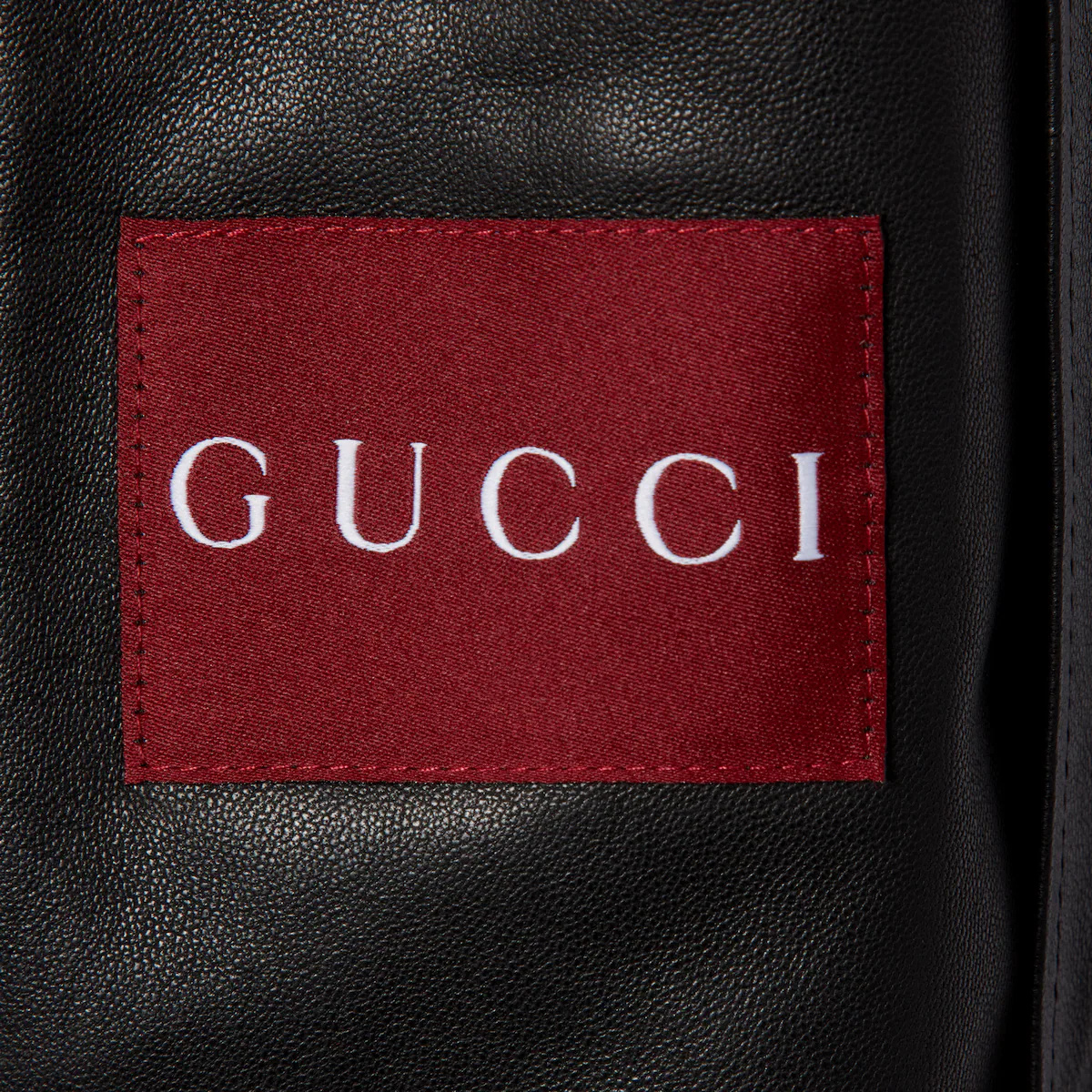 Gucci Leather Bomber Jacket With Logo In Black