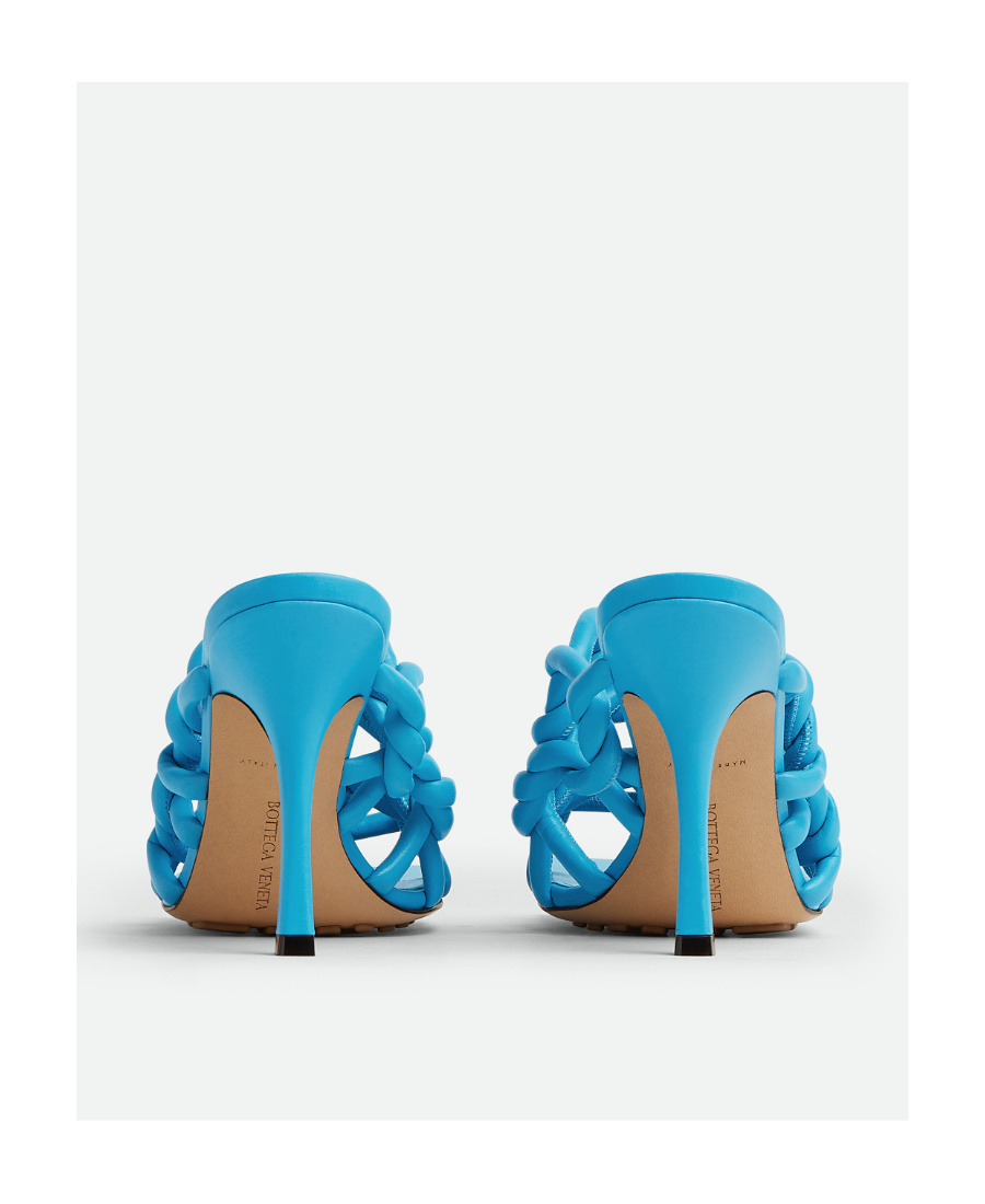 Bottega Veneta 100mm Twisted Interwoven Leather Sandals In Blue