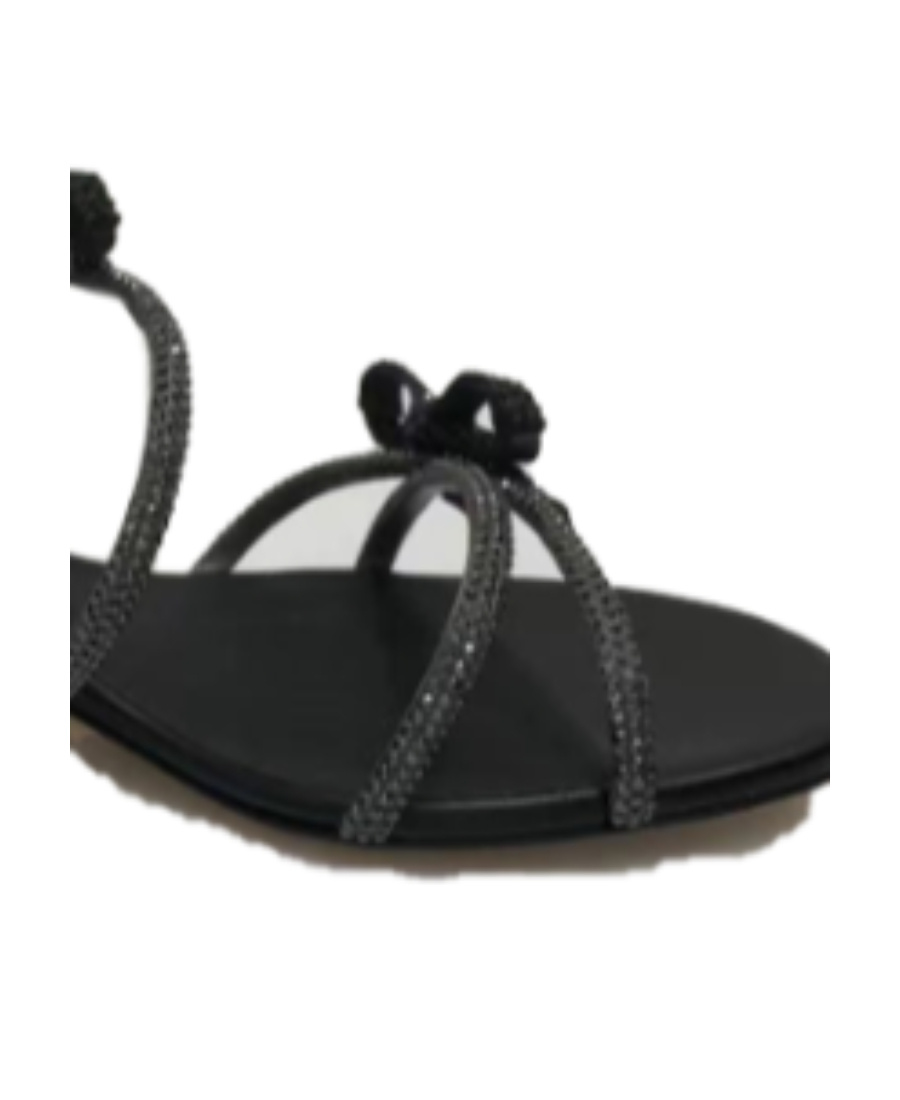 René Caovilla Water Drill Bow Sandals In Black