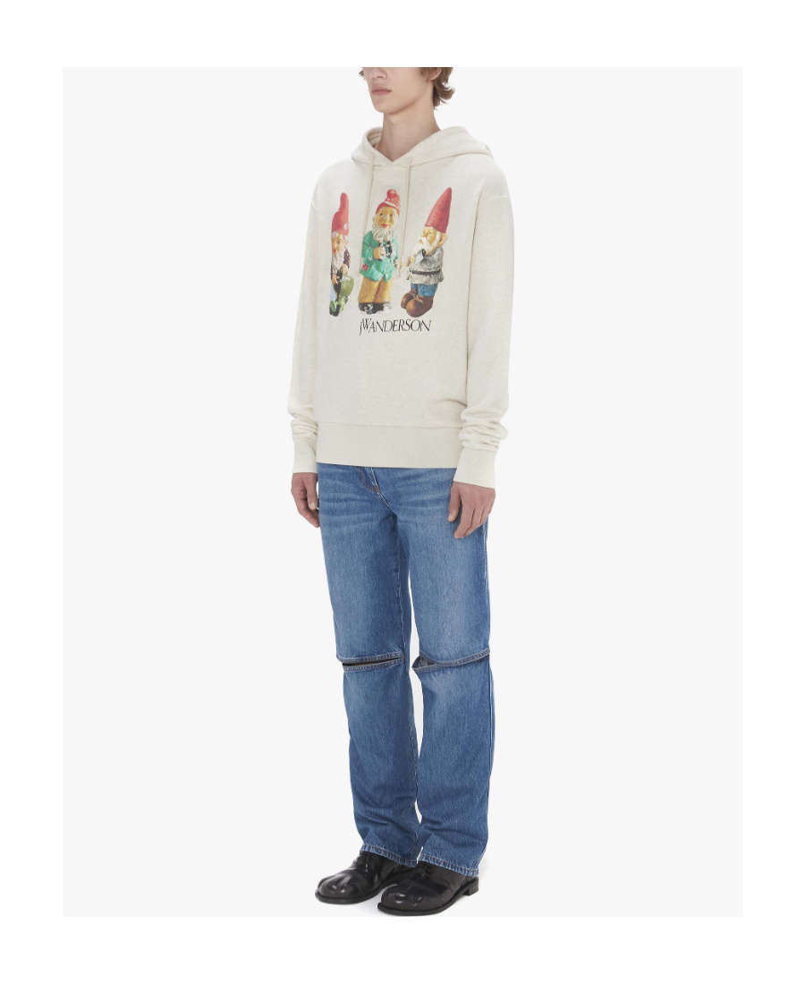 Jw Anderson Gnome Trio Cotton Hoodie In Nude