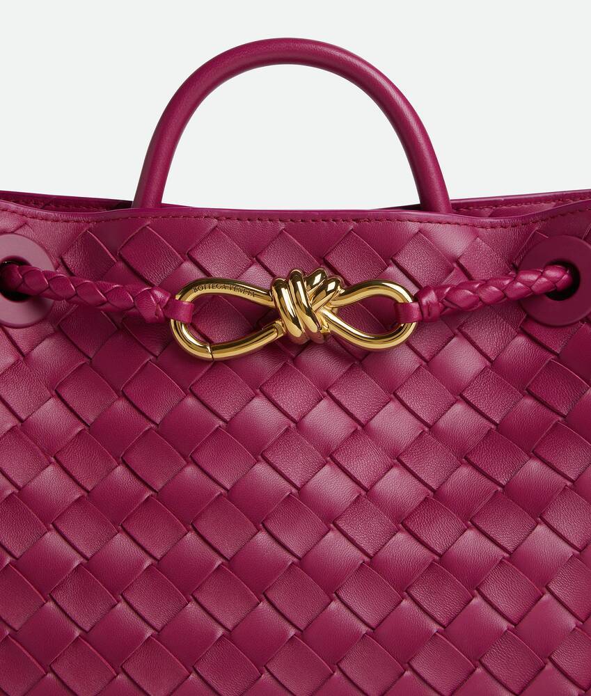 Bottega Veneta Small Lambskin Andiamo Shoulder Bag In Red