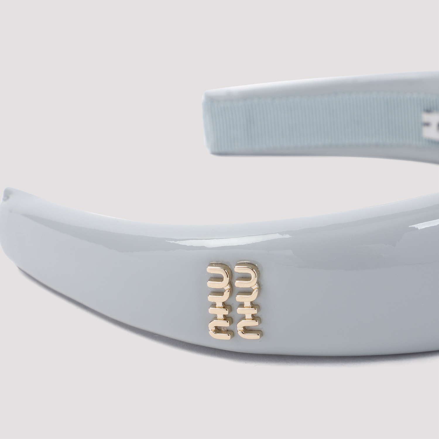Miu Miu Pearl Cornflower Lamb Leather Headband In Gray
