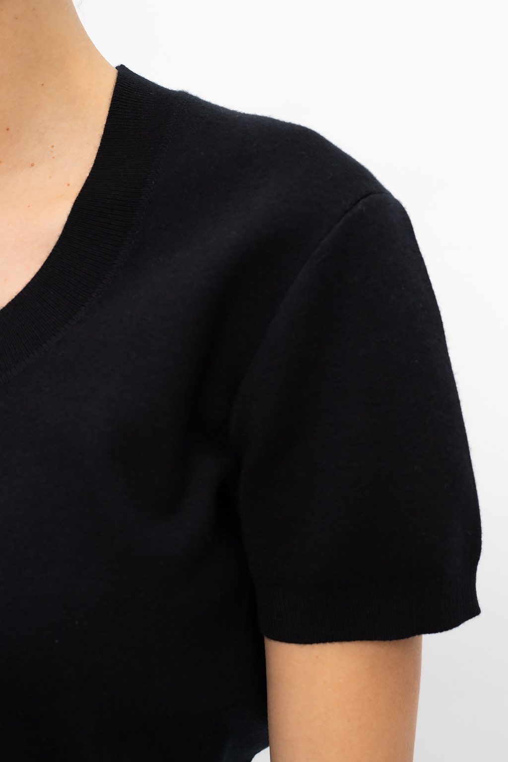 Bottega Veneta Knitted Short-sleeve Top In Black