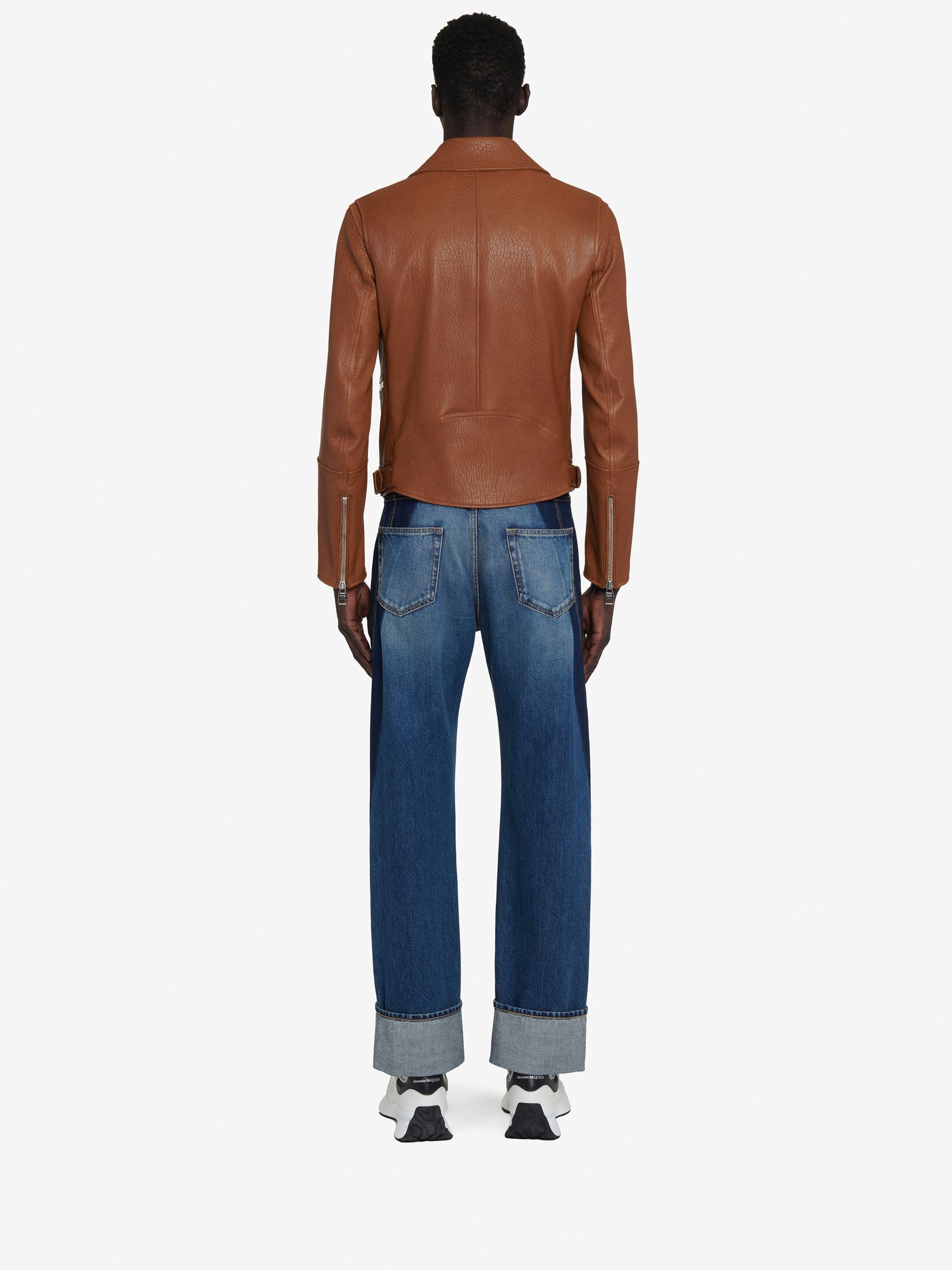 Shop Alexander Mcqueen Zip-up Leather Biker Jacket In Brown