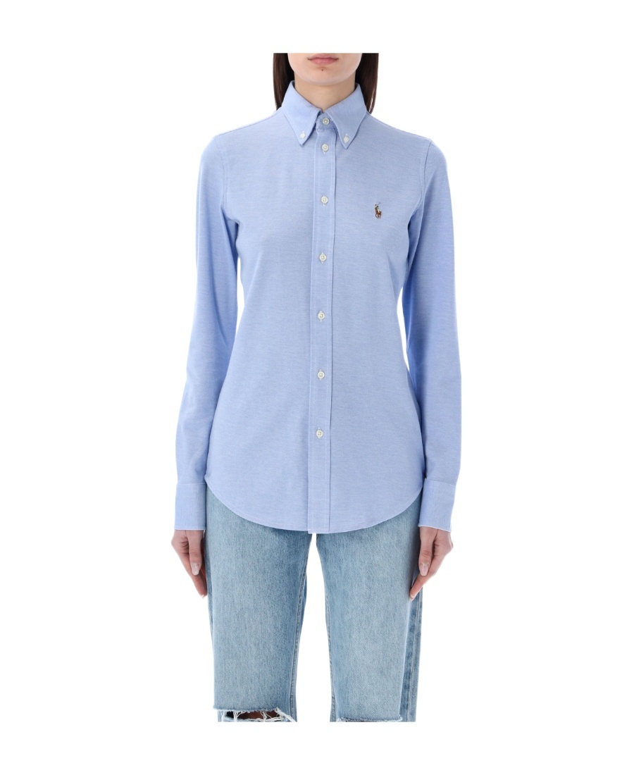 Polo Ralph Lauren Button-down Oxford Blue Shirt In Blue