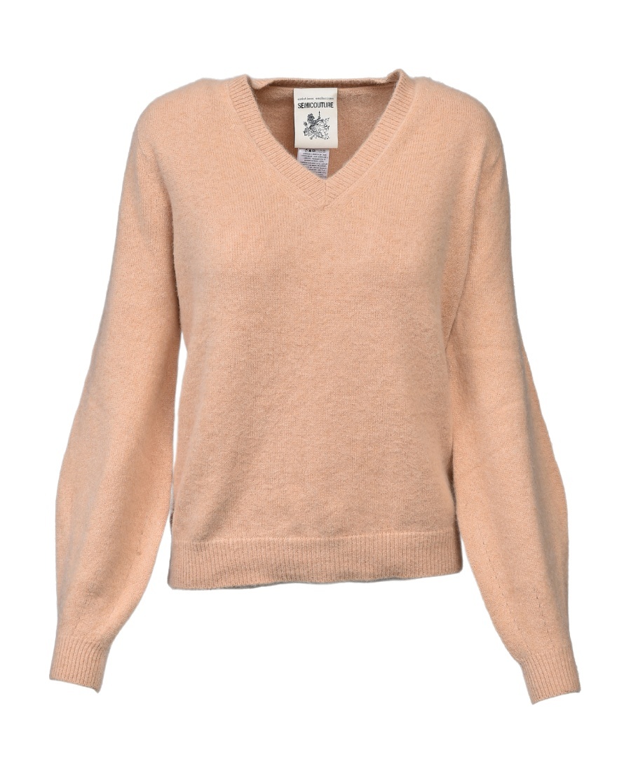 Semicouture Long-sleeved Sweater In Nude