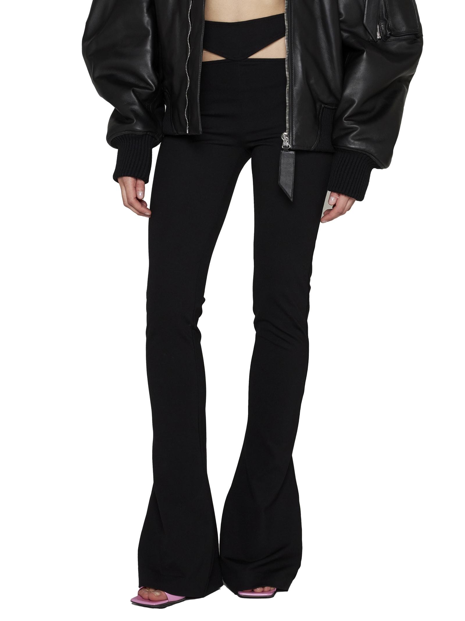 Attico Cut-out Flared Pants In Black