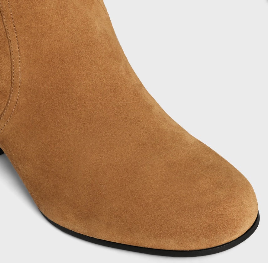 Celine Les Bottes Triomphe High Boot In Suede Calfskin In Brown