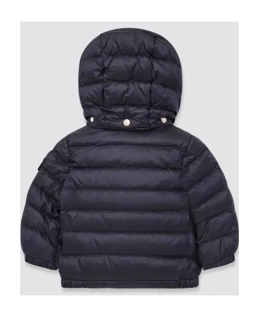 Moncler Down Jacket With Logo Affixed In Blue