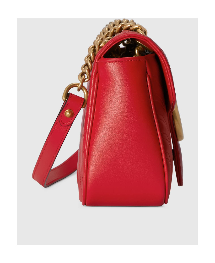 Gucci Women Gg Marmont Leahter Shoulder Bag In Red