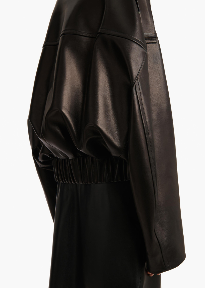Khaite Owey Zip-up Leather Jacket In Black