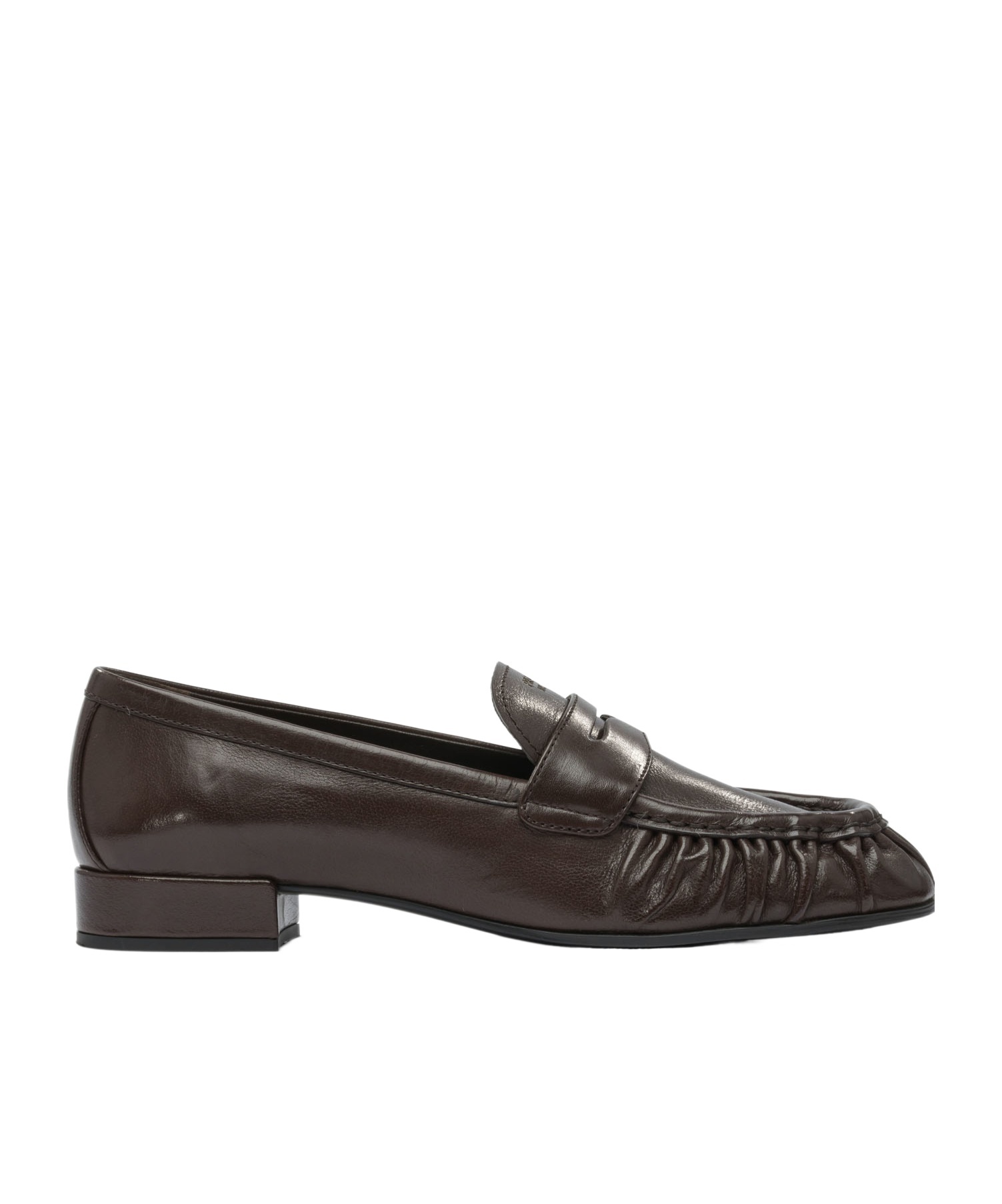 Prada Stylish Loafers Featuring Ruched Detailing In Brown