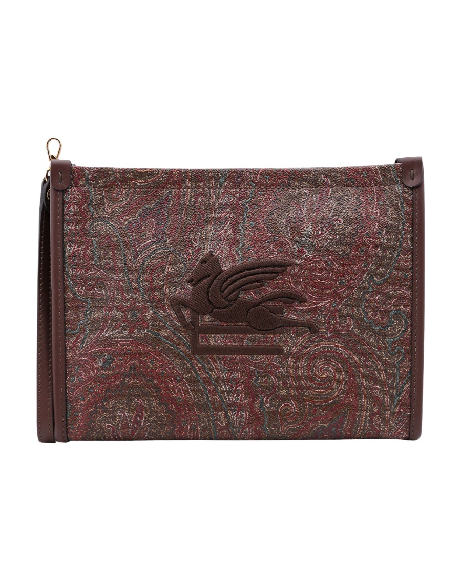 Etro Brown  Red Clutch Bags In Green