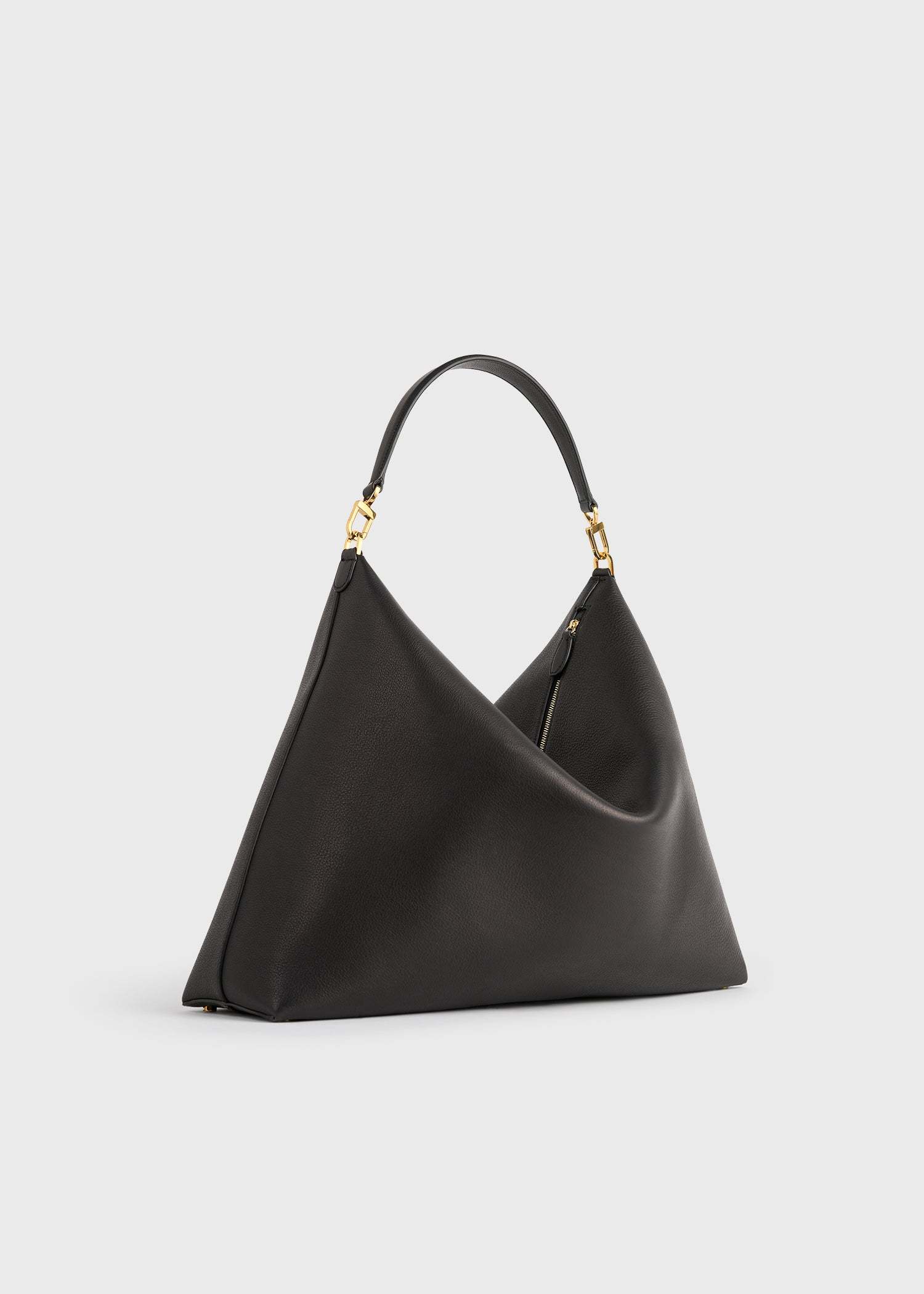 Totême Beveled Grain Leather Shoulder Bag In Black
