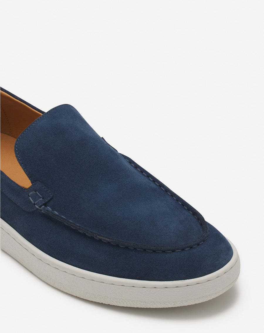 Lanvin Slip-on Suede Sneakers With Contrasting Rubber Sole In Blue