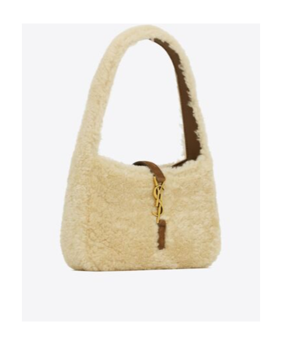 Saint Laurent Le 5 À 7 Mini In Shearling In Nude