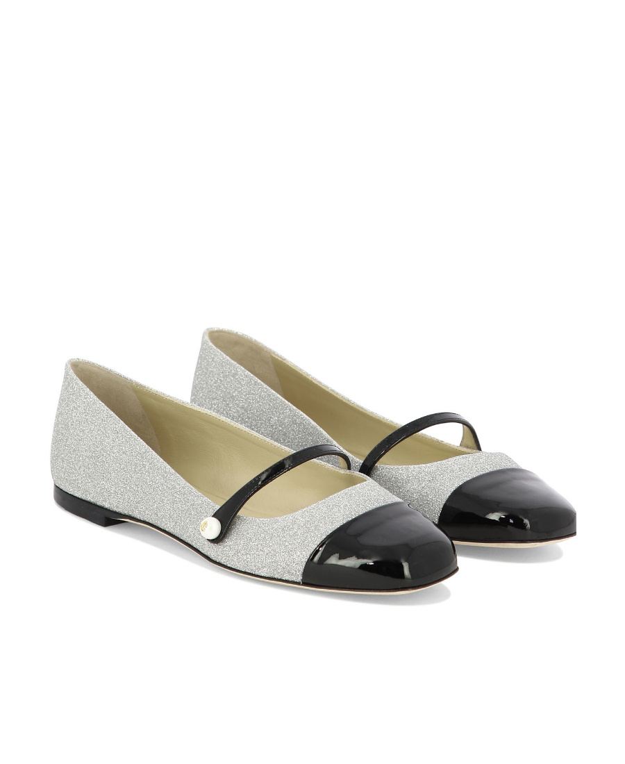 Jimmy Choo Elisa Leather Ballerina Shoes In White
