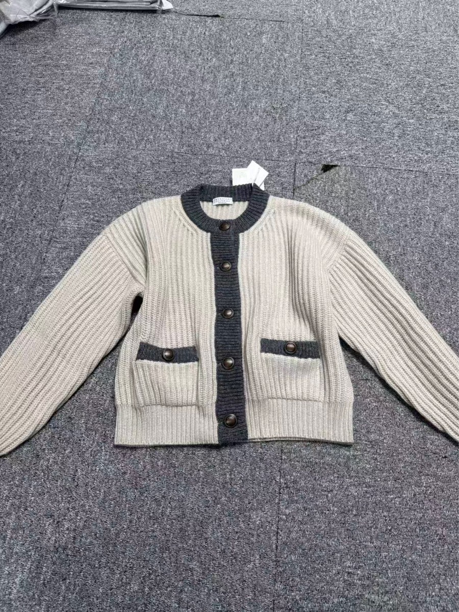 Brunello Cucinelli Long-sleeved Knitted Cardigan In Multi