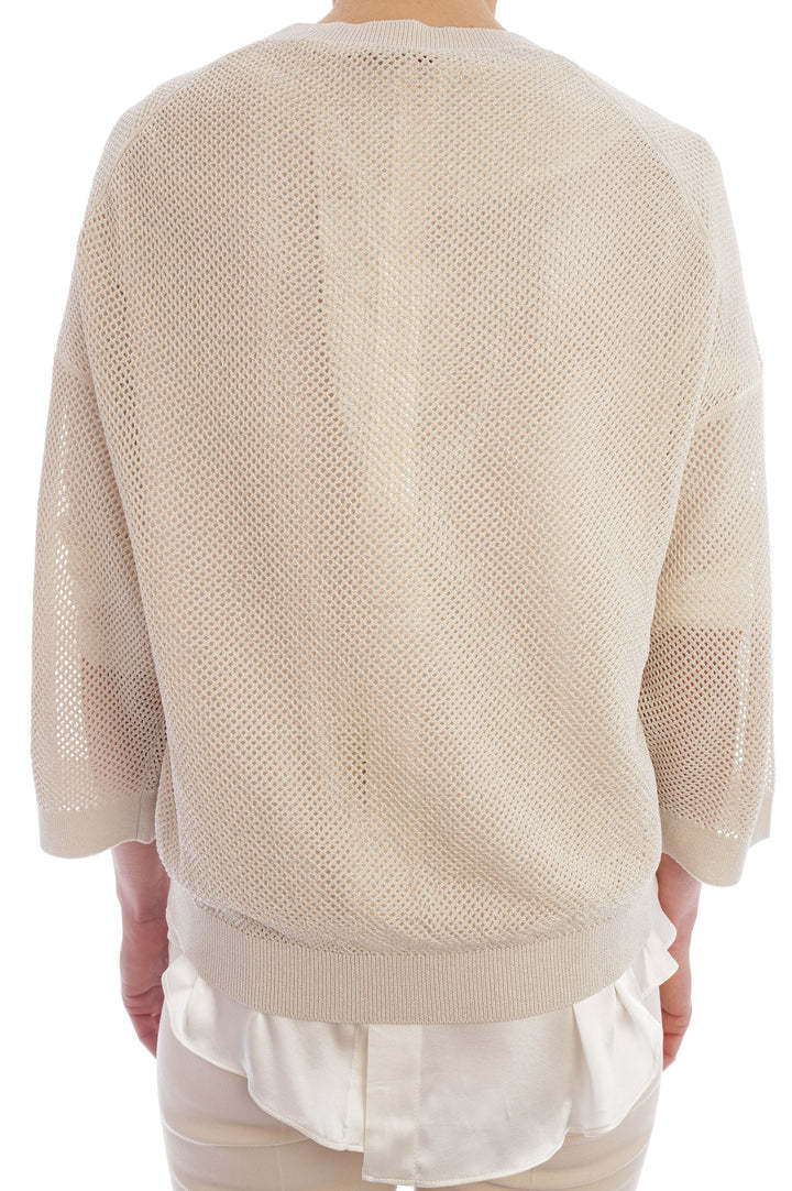 Shop Peserico Lurex-knit Sweater In Nude