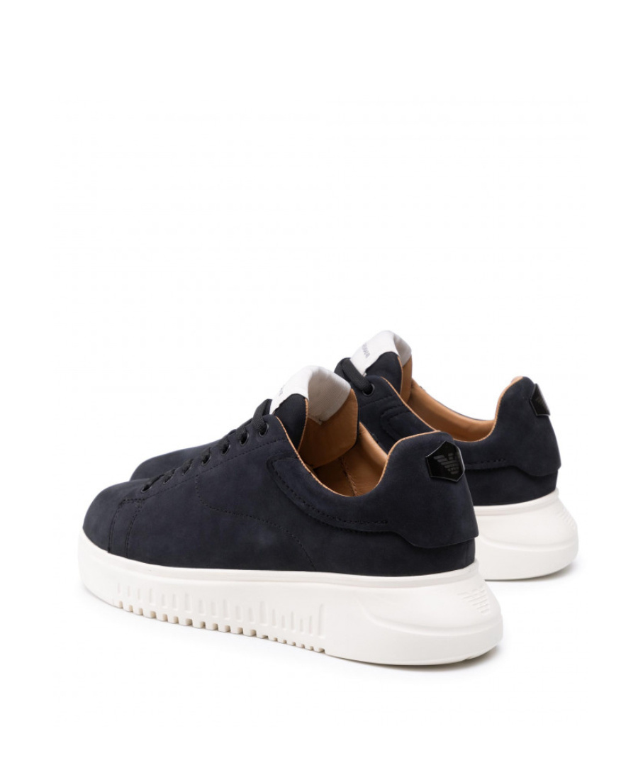 Emporio Armani Logo-patch Low-top Suede Sneakers In Black
