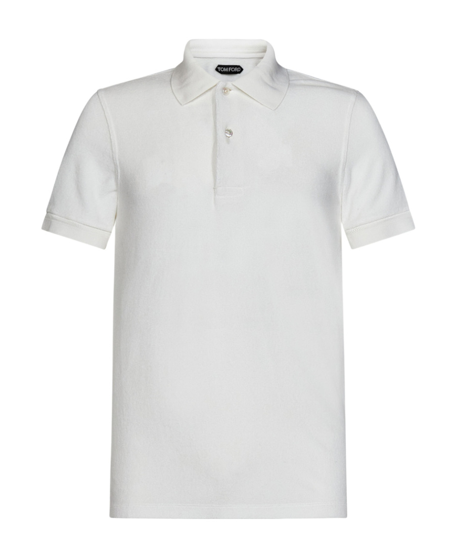 Tom Ford White Polo Shirt With Classic Collar In Cotton Blend Man In White