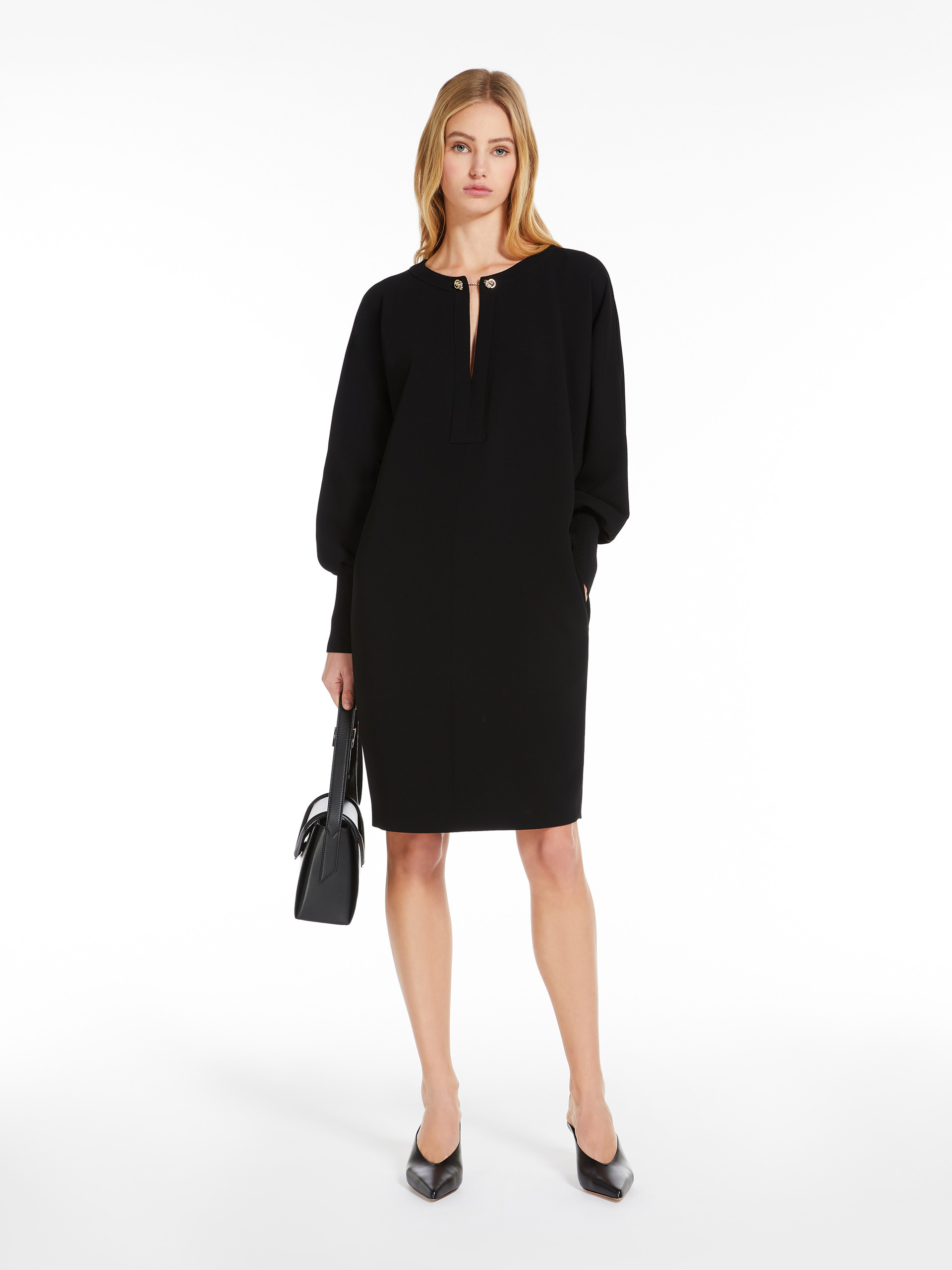 Max Mara Studio Asti Cady Long-sleeved Dress In Black