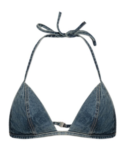 Rick Owens Drkshdw Blue Hollywood Garment-washed Denim Bra In Blue