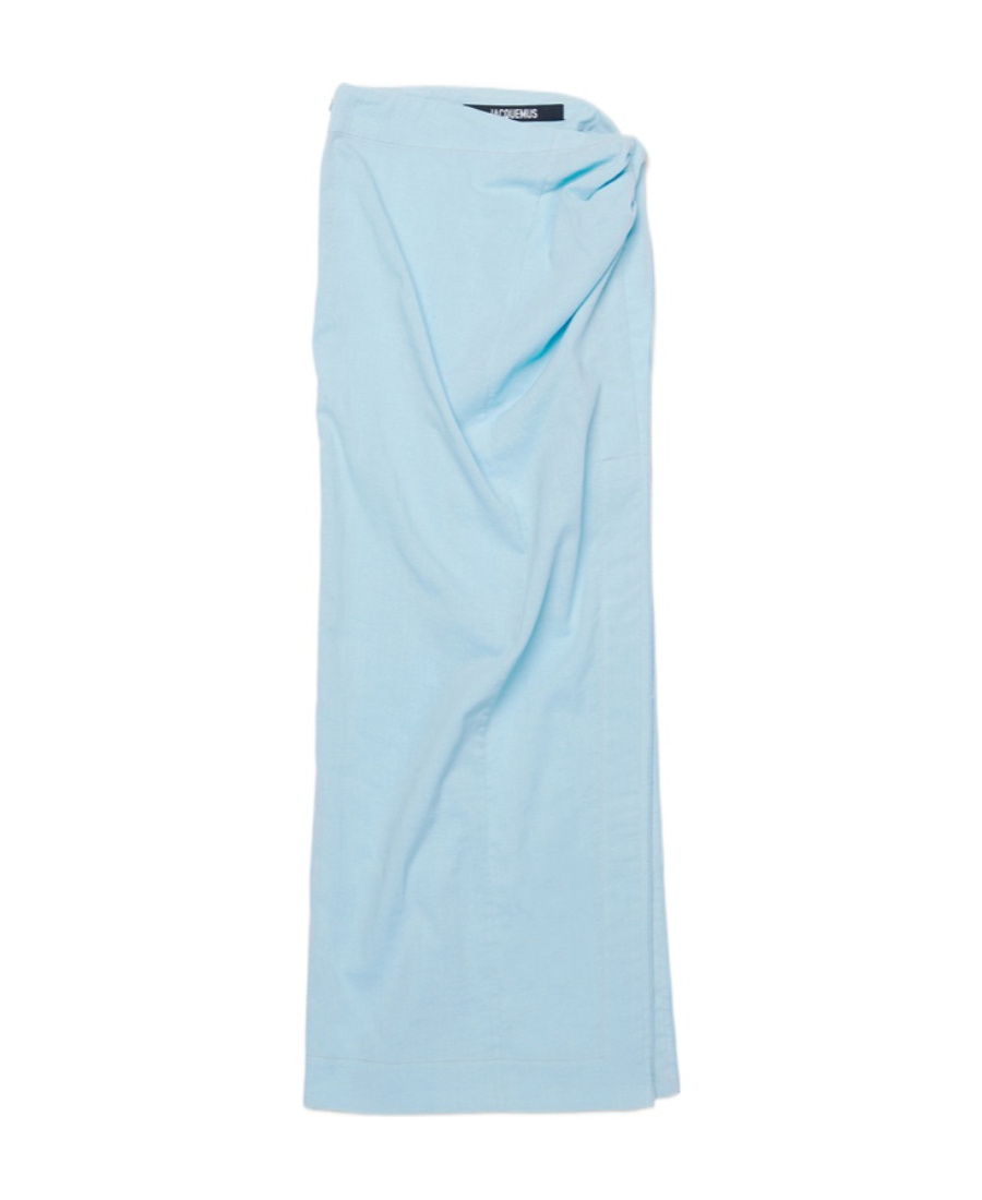 Jacquemus La Jupe Draggiu Draped Maxi Skirt In Blue
