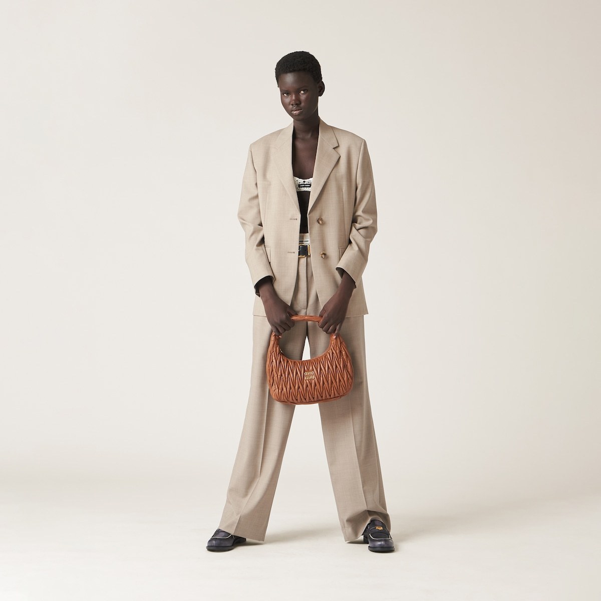 Miu Miu Brown Miu Wander Bag In Brown