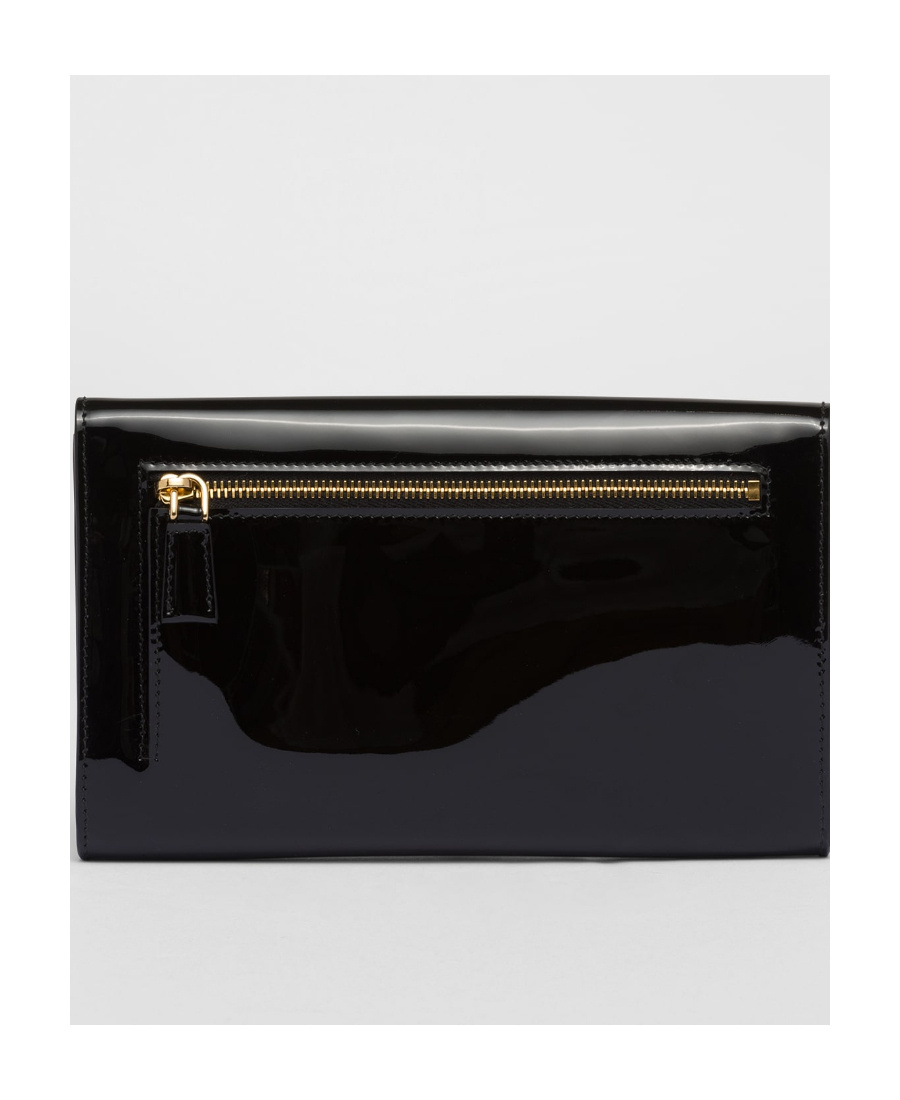 Prada Patent-leather Envelope Bag In Black