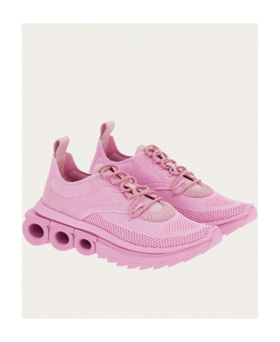 Ferragamo Salvatore  Gancini Lace-up Sneakers In Pink