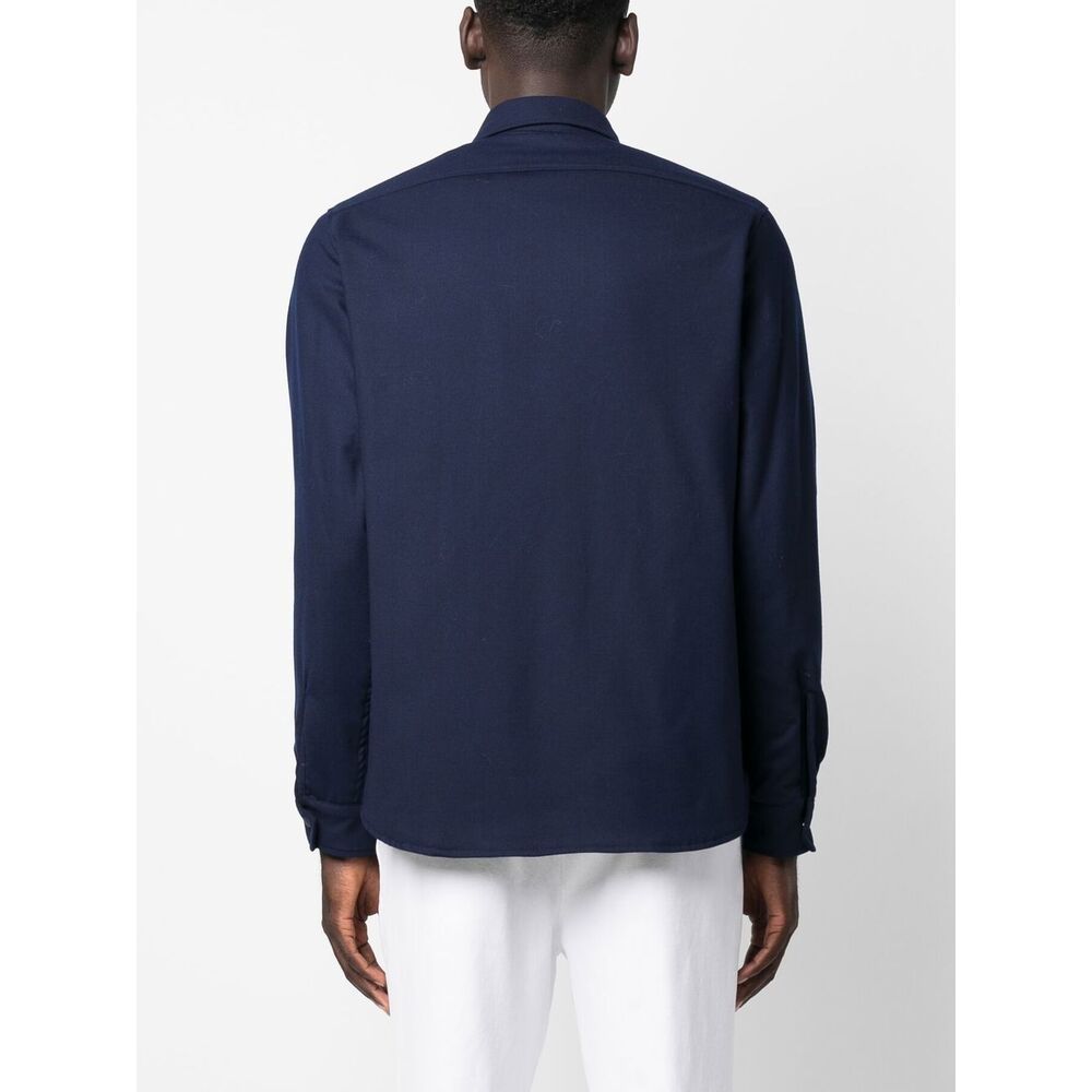Shop Aspesi Buttoned-up Long-sleeved Shirt In Blue