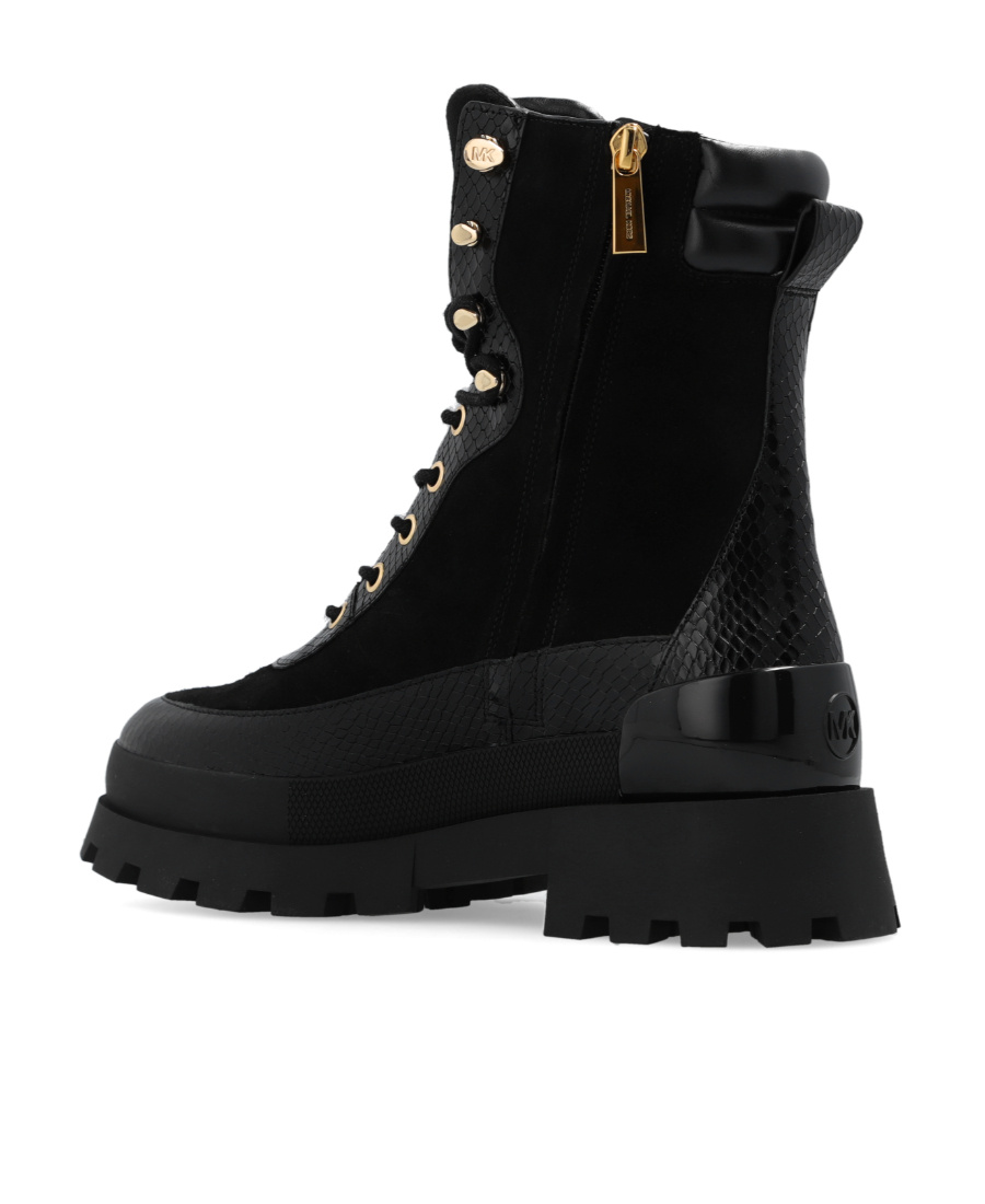 Michael Michael Kors Rowan Lace-up Leather Boots In Black